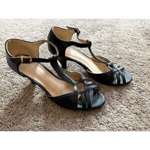 Dolce Nome navy heeled T-strap sandals EU38